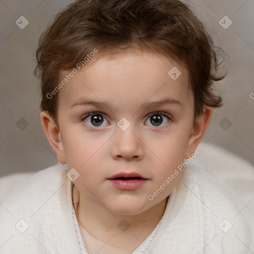 Neutral white child male with short  brown hair and brown eyes