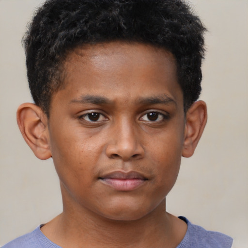Neutral black young-adult male with short  brown hair and brown eyes