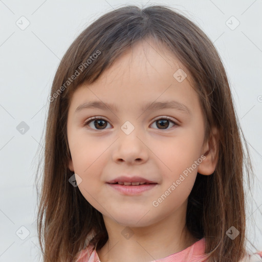 Neutral white child female with medium  brown hair and brown eyes