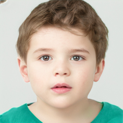 Neutral white child male with short  brown hair and grey eyes