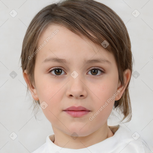 Neutral white child female with medium  brown hair and brown eyes