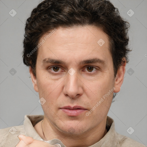 Neutral white adult male with short  brown hair and brown eyes