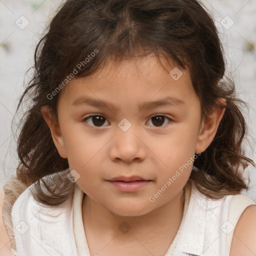 Neutral white child female with medium  brown hair and brown eyes