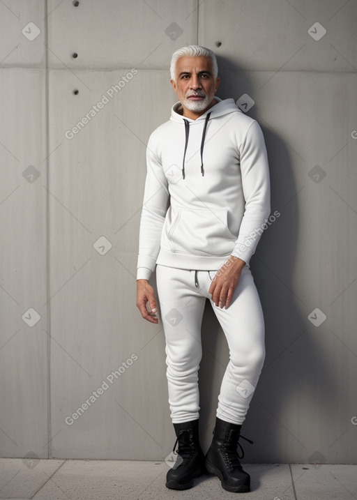 Libyan 45 years male with  white hair