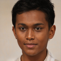 Neutral black young-adult male with short  brown hair and brown eyes