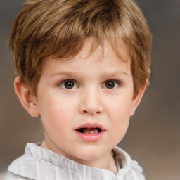 Neutral white child male with short  brown hair and brown eyes