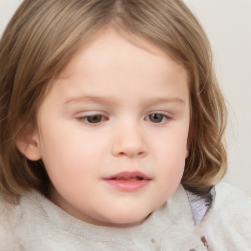 Neutral white child female with medium  brown hair and brown eyes