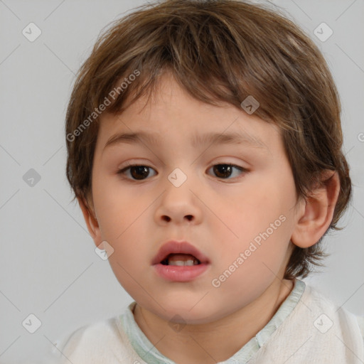 Neutral white child male with medium  brown hair and brown eyes