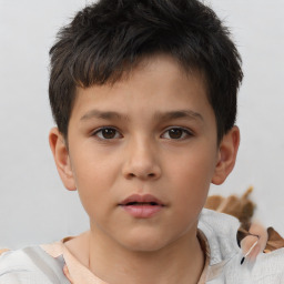 Neutral white child male with short  brown hair and brown eyes