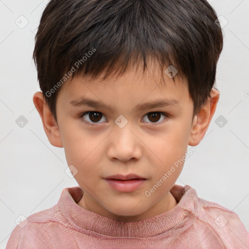 Neutral white child male with short  brown hair and brown eyes
