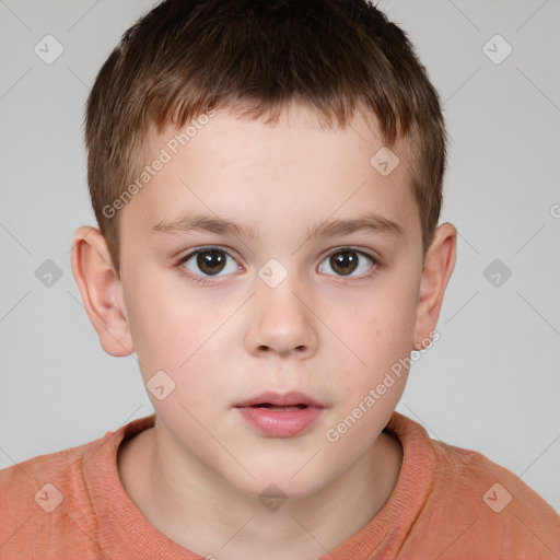 Neutral white child male with short  brown hair and brown eyes