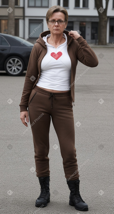 German middle-aged female with  brown hair