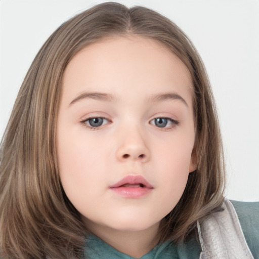 Neutral white child female with medium  brown hair and brown eyes