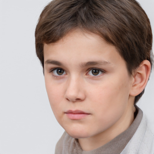 Neutral white young-adult female with short  brown hair and brown eyes