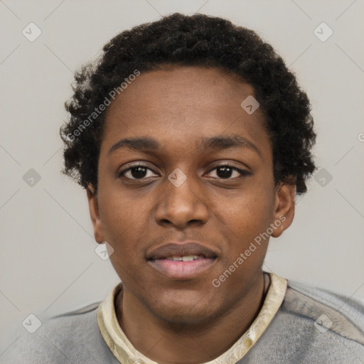 Neutral latino young-adult female with short  black hair and brown eyes