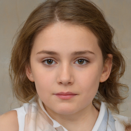 Neutral white child female with medium  brown hair and brown eyes