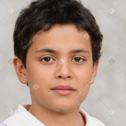 Neutral white child male with short  brown hair and brown eyes