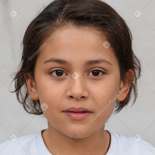 Neutral white child female with medium  brown hair and brown eyes