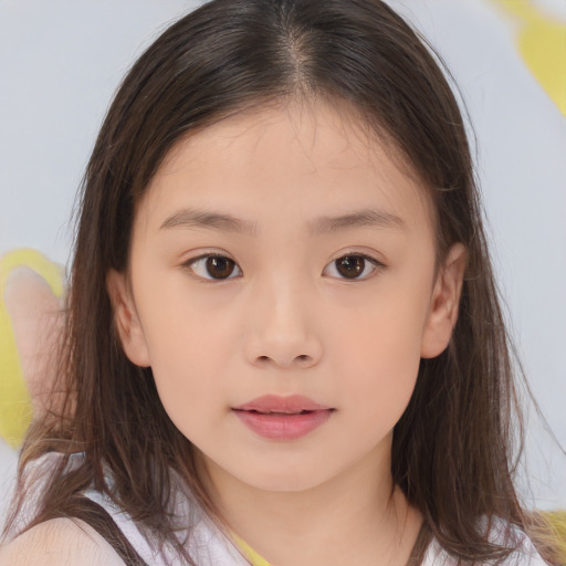 Neutral white child female with medium  brown hair and brown eyes