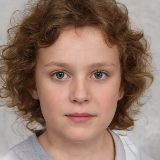 Neutral white child female with medium  brown hair and brown eyes