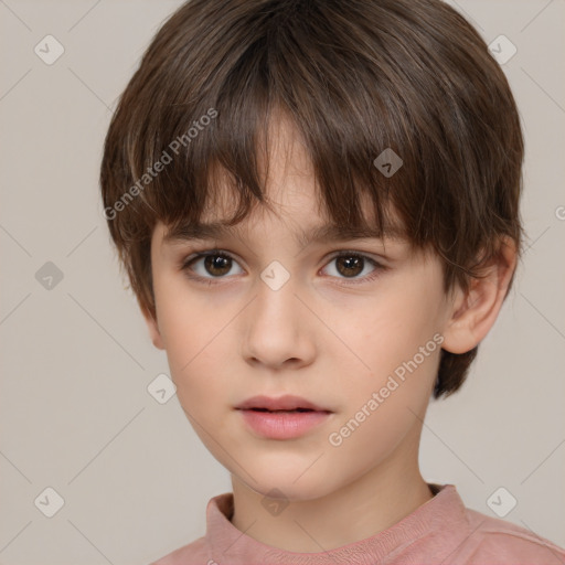 Neutral white child male with short  brown hair and brown eyes