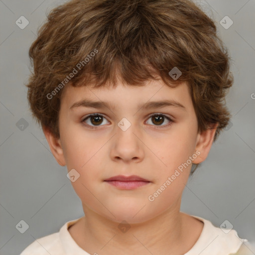 Neutral white child male with short  brown hair and brown eyes