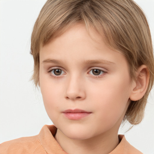 Neutral white child female with medium  brown hair and brown eyes