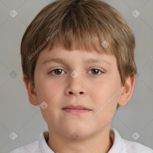 Neutral white child male with short  brown hair and brown eyes