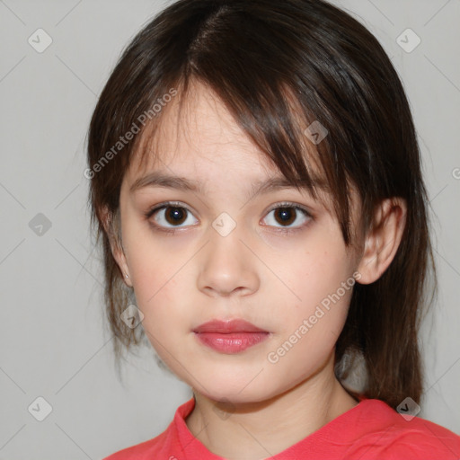 Neutral white child female with medium  brown hair and brown eyes