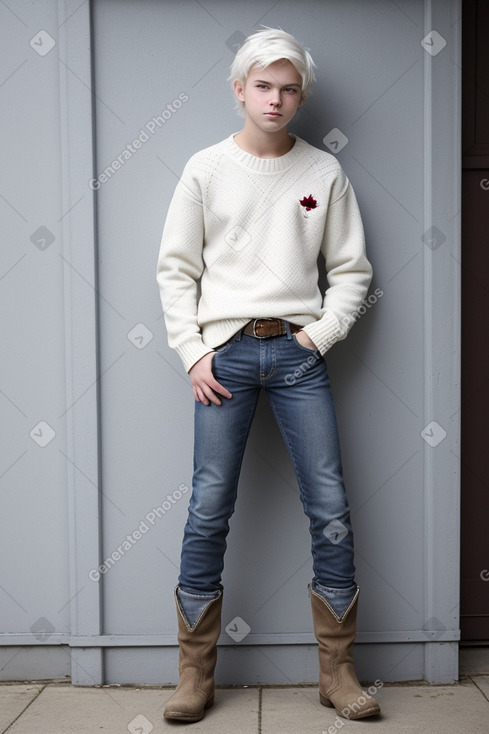 Canadian teenager boy with  white hair