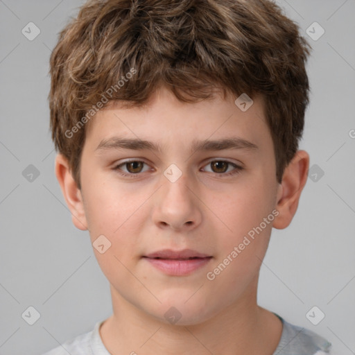 Neutral white child male with short  brown hair and brown eyes