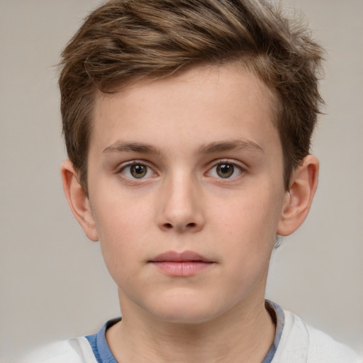 Neutral white child male with short  brown hair and brown eyes