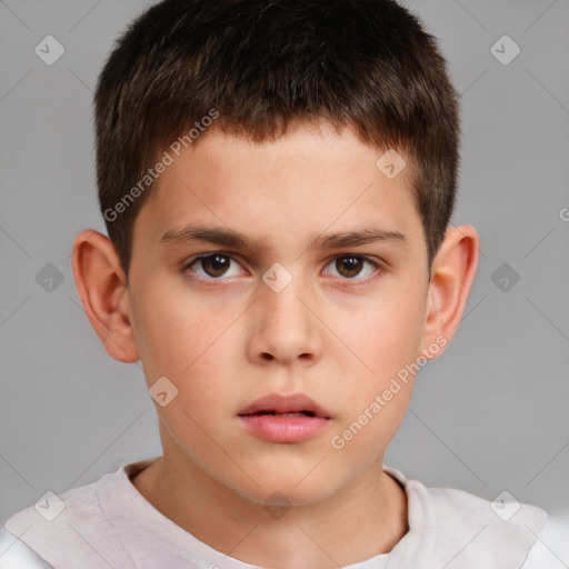 Neutral white child male with short  brown hair and brown eyes