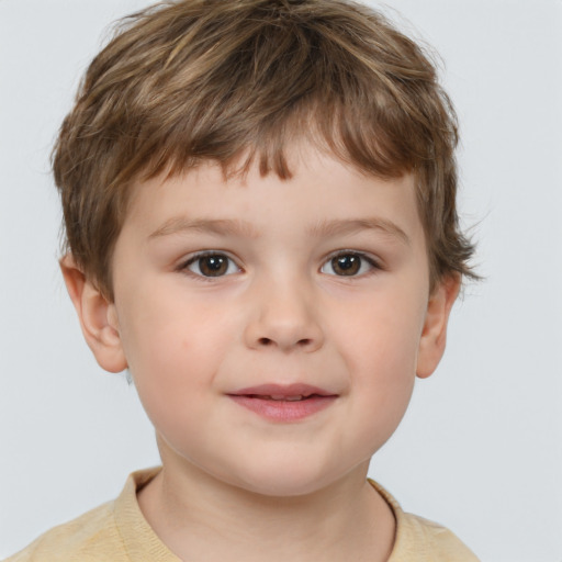 Neutral white child male with short  brown hair and brown eyes