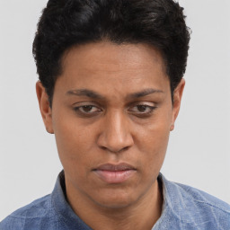 Neutral white adult male with short  brown hair and brown eyes