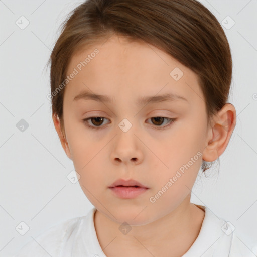 Neutral white child female with medium  brown hair and brown eyes