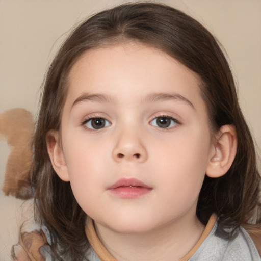 Neutral white child female with medium  brown hair and brown eyes