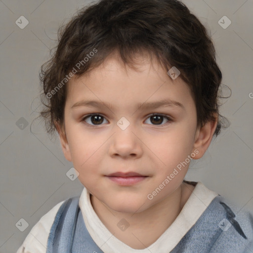 Neutral white child female with short  brown hair and brown eyes