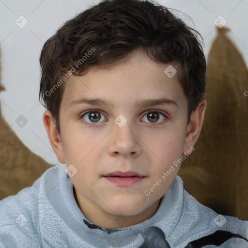 Neutral white child male with short  brown hair and brown eyes