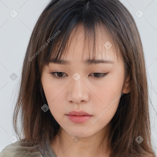 Neutral asian child female with medium  brown hair and brown eyes