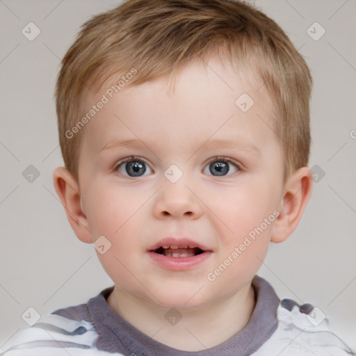 Neutral white child male with short  brown hair and brown eyes