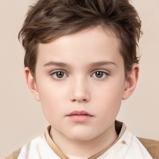 Neutral white child male with short  brown hair and brown eyes