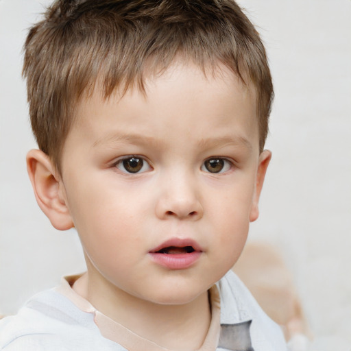 Neutral white child male with short  brown hair and brown eyes