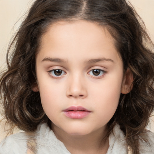 Neutral white child female with medium  brown hair and brown eyes