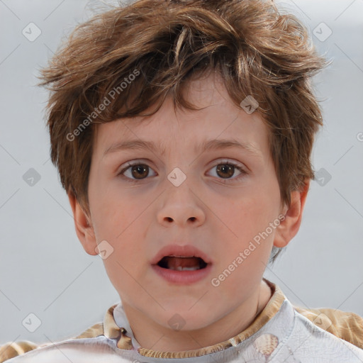 Neutral white child male with short  brown hair and brown eyes