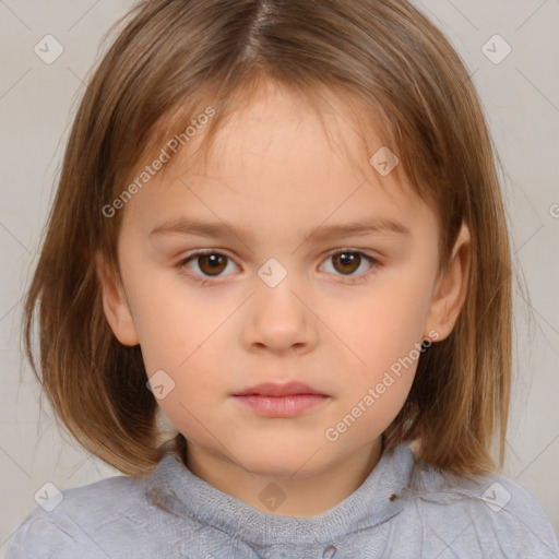 Neutral white child female with medium  brown hair and brown eyes