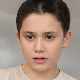 Neutral white child female with short  brown hair and brown eyes