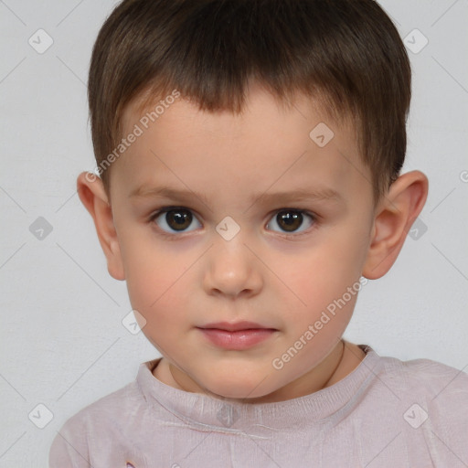 Neutral white child male with short  brown hair and brown eyes