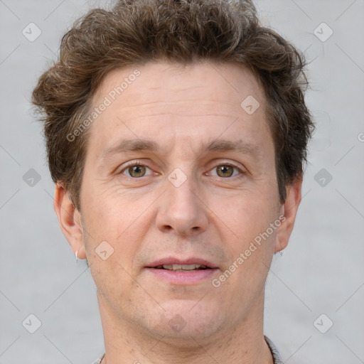 Neutral white adult male with short  brown hair and brown eyes