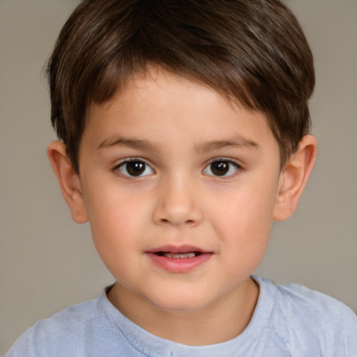 Neutral white child male with short  brown hair and brown eyes